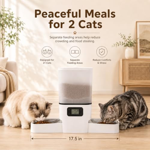 Automatic Cat Feeder for 2 Cats & Small Dog, 6L Large Capacity for Dry Food - Image 3