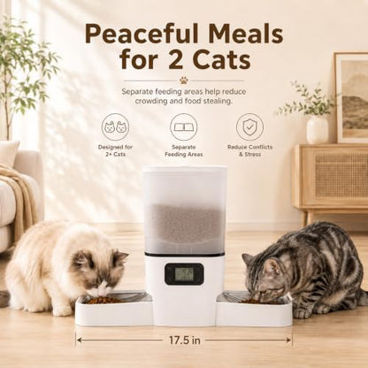 Automatic Cat Feeder for 2 Cats & Small Dog, 6L Large Capacity for Dry Food - Image 3