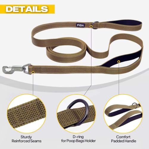 Fida 10 FT Heavy Duty Dog Leash, Dual Padded Handles for Medium Large Dogs - Image 6