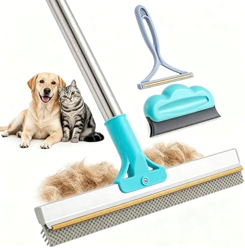 Carpet Rake for Pet Hair Removal Tool, Cat & Dog Pet Hair Remover Broom with 54” Adjustable Long Handle, Reusable Carpet Brush Rake for Rugs, Mats, Couch, Furniture by Unknown
