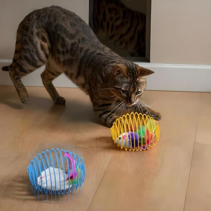 Jecery 5 Pcs Cat Toys Spring,Cute Mouse,Bright Color - Image 5