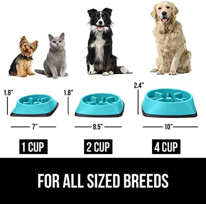 GORILLA GRIP® Patented Slow Feeder Dog Bowl, BPA Free, 4 Cup Turquoise - Image 6