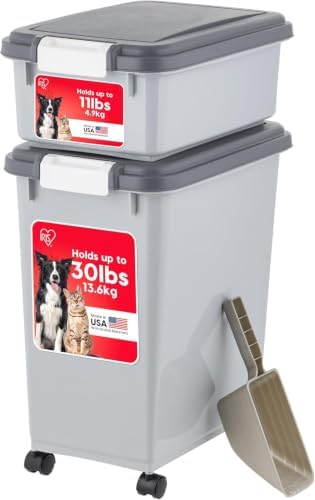 IRIS USA Dog Food Storage Container, Up to 30+11 lbs, Gray/Dark Gray by IRISUSA