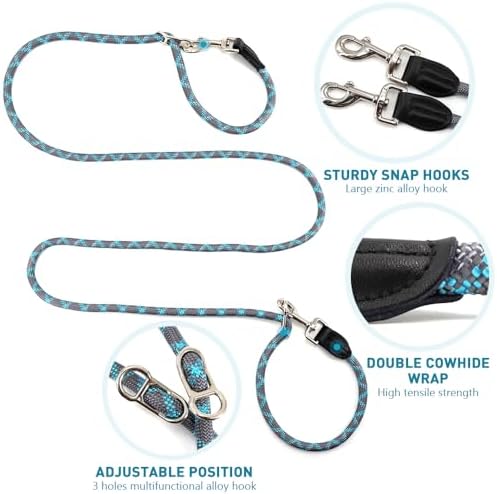 Hands Free Dog Leash - Multifunctional Reflective Waist Leash for Running, Walking, Training - Adjustable Crossbody Nylon Double Leashes for Small Medium Large Dogs (Gray) - Image 3