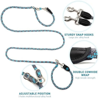 Hands Free Dog Leash - Multifunctional Reflective Waist Leash for Running, Walking, Training - Adjustable Crossbody Nylon Double Leashes for Small Medium Large Dogs (Gray) - Image 3