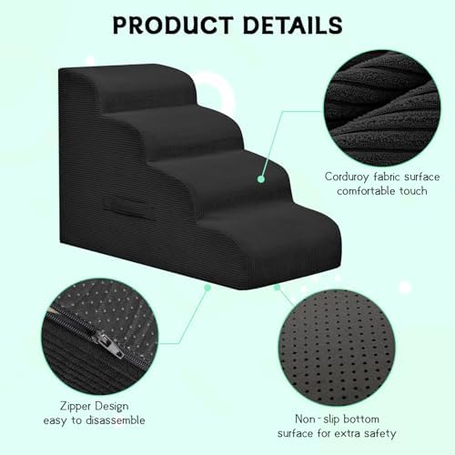 Mesa Lemon 3 Step Dog Stairs Pet Ramp for High Beds, Sofas and Cars - Image 3