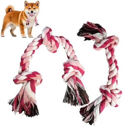 2-Pack Dog Rope Toy Durable Cotton Dog Chew Toys for Aggressive Chewers Interactive Tug of War and Teeth Cleaning for Small to Medium Breed Pets(Pink, Medium) by Cdyzqikm