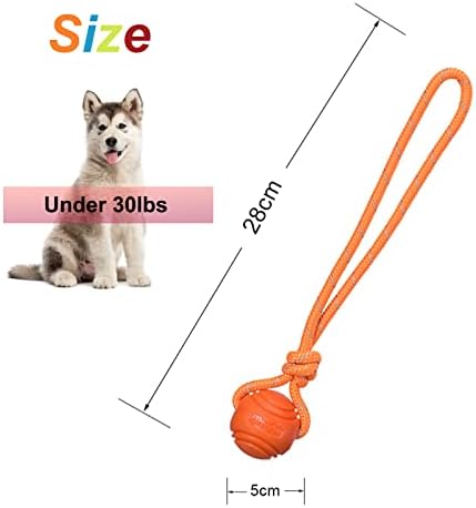 Dog Training Ball on A Rope Rubber Dog Rope Toys Ball with Handle for Tug of War K9 Training Rewards for Belgian Malinois Gifts, 5cm in Diameter for Small Dogs 0-30 Lbs, Pack of 4 - Image 2
