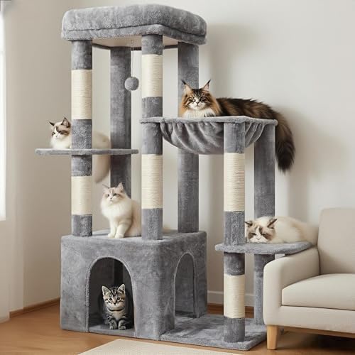 Heybly Heavy Duty Cat Tree with Large Base for Large Indoor Cats HCT026W by HEYBLY