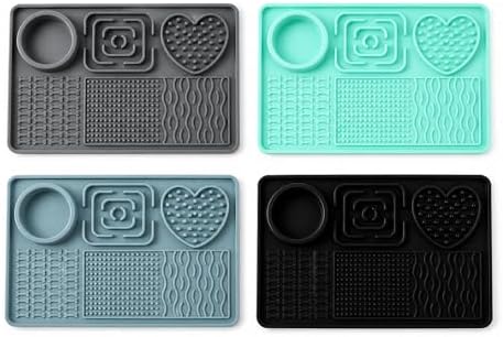 6-Zone Dog Lick Mat & Slow Feeder – Silicone Enrichment Feeding Mat for Dogs & Cats – Anxiety Relief, Slows Eating, Suction Cup, Dishwasher Safe – BPA Free Pet Feeding Mat (Blue Green) - Image 2