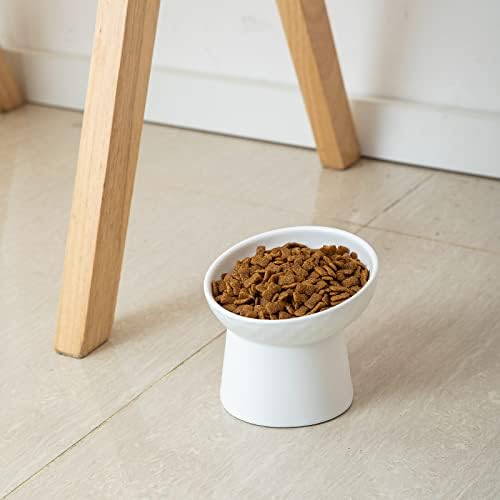 Elevated Cat Bowls, 15° Tilted Ceramic Raised Cat Food and Water Bowl Set, Whisker-Friendly Porcelain Pet Feeder Dishes for Indoor Cats and Small Dogs,White,5.2 Inch,4 Pack - Image 4