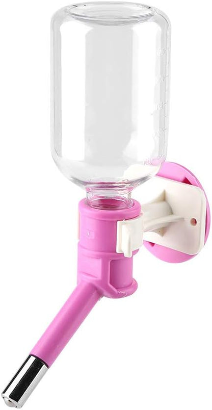 Dog Water Bottle, Portable Pet Hanging Drinking Bottle Water Dispenser Cat Water Bottle Dog Water Dispenser Plastic + Stainless Steel for Dogs, Cats, Rabbits, Hamsters