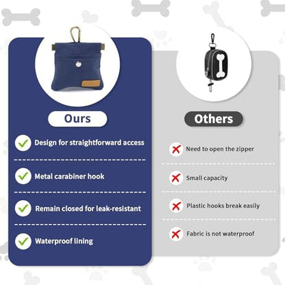 Dog Treat Pouch for Pet Training, Carabiner & Magnetic Buckle, Navy - Image 6