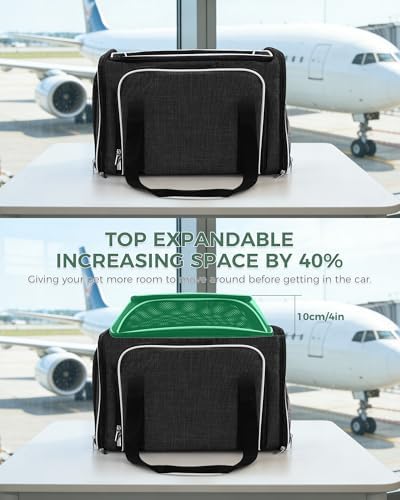 Cat Carrier Bag,Airline Approved Pet Carrier Soft Side Pet Travel 5 Sides Open Doors 6 Sides Expandable Foldable Dog Carrier with Fleece Pad(Patent Pending) Black - Image 4