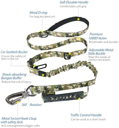 Hotsky Tactical Bungee Shock Absorbing No Pull Dog Leash,Blue Camo,4-6FT - Image 2