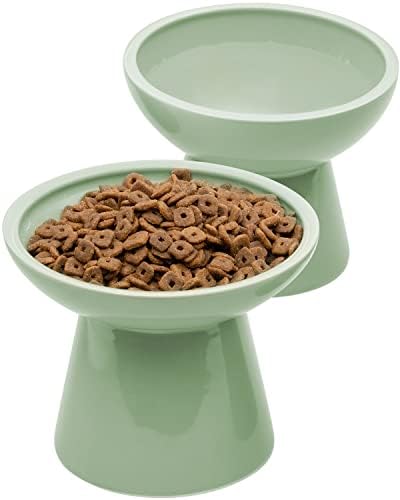 CEEFU 2-Pack Elevated Ceramic Cat Bowls Extra Wide for Food & Water by CEEFU