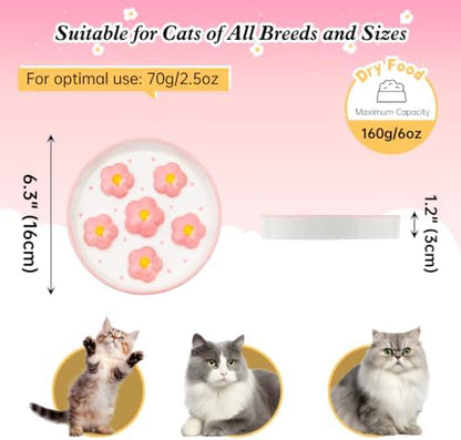 Ceramic Slow Feeder Cat Bowl, 6.3" Whisker Friendly Anti-Vomit, Blush - Image 2