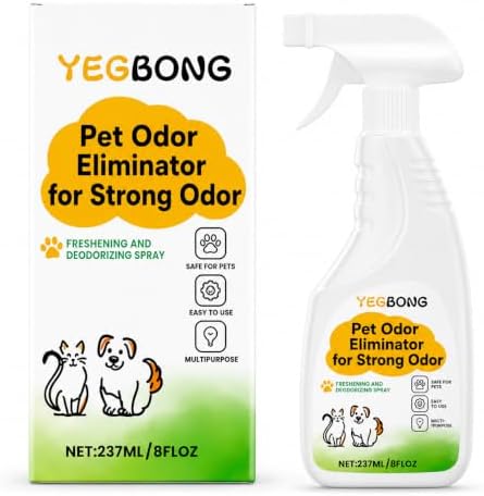 Pet Odor Eliminator Spray for Dogs & Cats, Pee Urine Pop Odor Deodorizer Spray for Litter Box, Bed, Carpet, Upholstery, Sofa, Fabric & Car Interior, Air Freshener for Pets Household, 8 FLoz by JIUHCORY