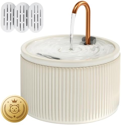 DOOOB Ceramic Cat Water Fountain, Ceramic Cat Fountain with Copper Spout by dooob