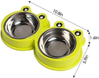 Stainless Steel Dog Cat Food and Water Bowls, Non-Slip Double Pet Feeder - Image 2