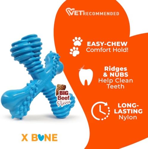 Nylabone Power Chew Comfort Hold X Bone Dog Chew Toy, Beef Flavor, Large - Image 5