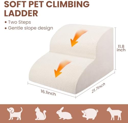 Dog Stairs for Small Dogs, High Density Foam Dog Ramp, Extra Wide Non-Slip Pet Steps for High Beds Or Couch, Soft Foam Doggie Ladder for Dogs Injured, Older Pets, Small Cats - Image 3
