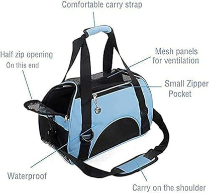 ZaneSun Cat Carrier,Soft-Sided Pet Travel Carrier for Cats,Dogs Puppy Comfort Portable Foldable Pet Bag Airline Approved (Small Blue) - Image 4