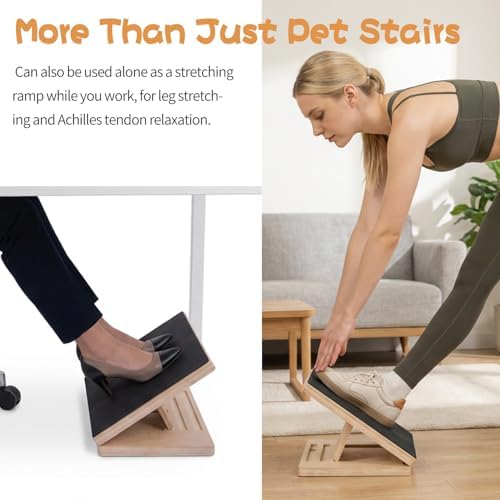 2-Pack Wood Dog Ramp for Stairs with Anti-Slip Rubber Mat, Adjustable Height Wooden Stair Wedges for Puppies Going Up and Down Stairs, Elderly Dog Stair Assist, Dog Door Ramp - Image 5
