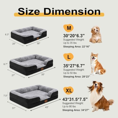 Orthopedic Dog Beds Large Sized Dog, Memory Foam Dog Bed Couch, 36"L - Image 3