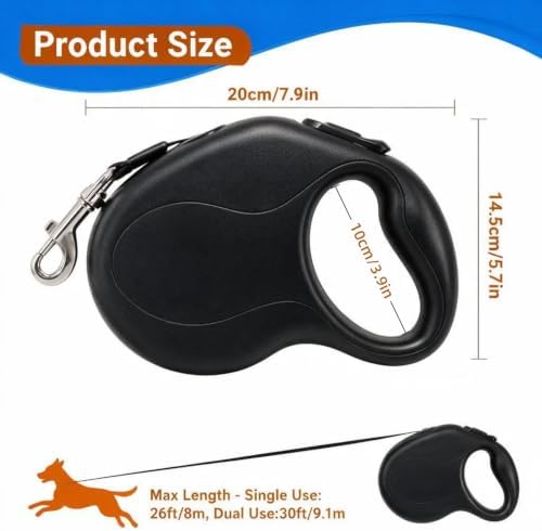 30 FT Dual Retractable Dog Leash(Up to 110 LBs Each)+Poop Bags&Holder - Image 3