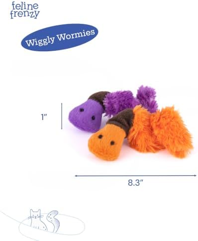 P.L.A.Y. PET Lifestyle and You Feline Frenzy Wiggly Worms Plush Squeaky CAT Toy - Image 3