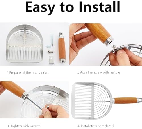 DHXYZZB Cat Litter Scoop 304 Stainless Steel Litter Shovel, Heavy Duty Litter Sifter, Litter Scooper with Wooden Handle Dual Sifting Design Perfect for Cat Litter Box Cleaning - Image 6