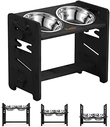 Vantic Elevated Dog Bowls, Raised Dog Bowl Stand Adjustable Medium, Black by Vantic