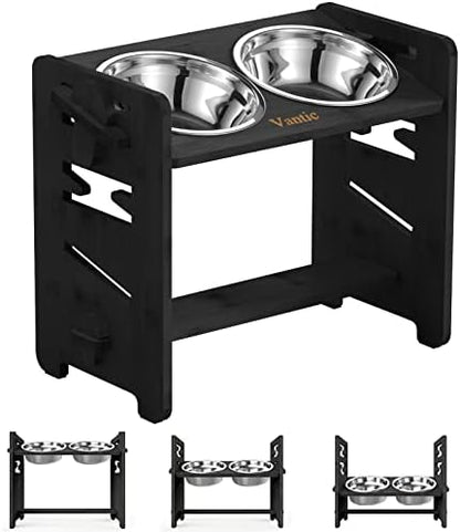 Vantic Elevated Dog Bowls, Raised Dog Bowl Stand Adjustable Medium, Black by Vantic