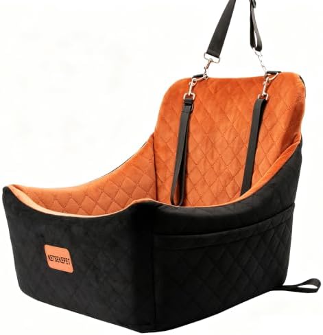Elevated Dog Booster Car Seat for Medium/Small Dogs, up to 40 lbs, 7 in Memory Foam Cushion, with Waterproof Layer, Fully Detachable and Washable, Anti-Slip Base (Black/Coffee) by Unknown