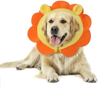 IEUUMLER Inflatable Recovery Dog Collar, Protective Donut Cone, Adjustable Soft Collar for Dog and Cat After Surgery Prevent from Biting & Scratching EU002 - Orange Lion XL by IEUUMLER