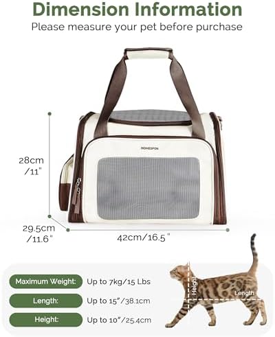 Homespon 34.5L Soft-Sided Cat Dog Carrier, Airline Approved Pet Bag - Image 2