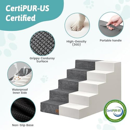 COZY KISS Dog Stairs for Small Dogs, 5 Step Pet Stairs for Beds & Couches - Image 5