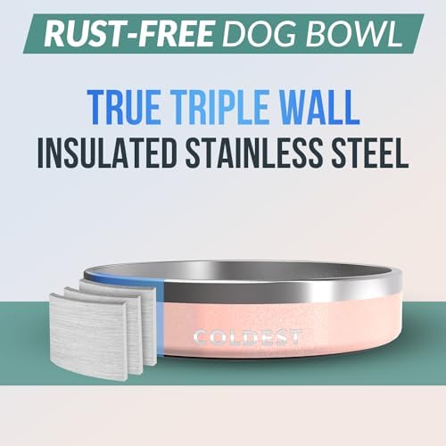 Coldest Dog Bowl - Anti Rust Metal, Non Slip, 3 Layers Insulated Stainless Steel Dog Bowls - Spill Proof & Heavy Duty - Water Bowl for Dogs, Cats & Pets, Dish Washer Safe (21 oz, Forever Pink Glitter) - Image 3