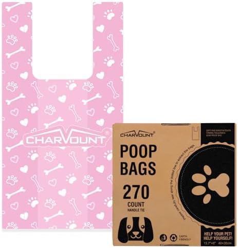 Charmount 270 Counts Unscented Dog Poop Bags Rolls with Handles by CHARMOUNT