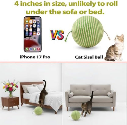 4-Inch Sisal Cat Toy Balls, Cat Toys for Indoor Cats, With Crinkle Sound - Image 5