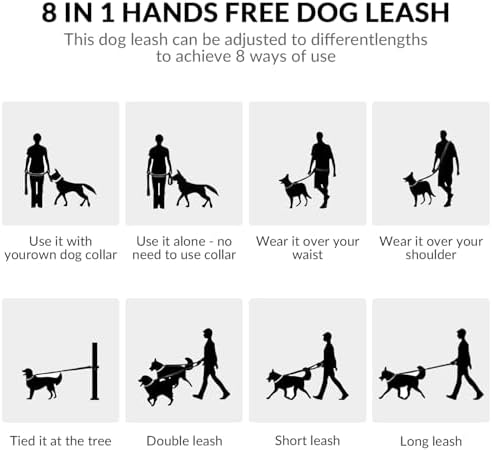 8.2ft Hands Free Dog Leash,Versatile Waist & Crossbody Lead for Medium Dogs,Waterproof & Adjustable for Running Jogging Walking, 360° Swivel Metal Buckle (Black) - Image 5