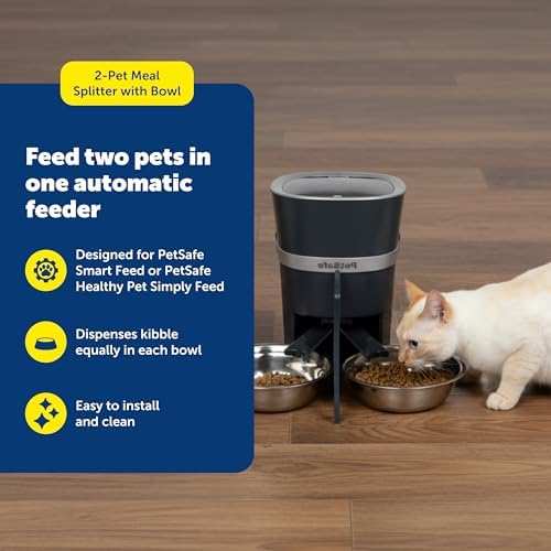 PetSafe 2-Pet Meal Splitter with Bowl - Designed for PetSafe Smart Feed and Healthy Pet Simply Feed Automatic Cat Feeder - No-Mess Food Dispensing - Includes Privacy Panel - Image 2