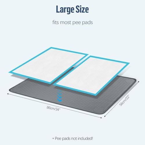 Pee Pad Holder for Dogs 34''x22'' Silicone Puppy Pee Pad Tray, Dark Grey - Image 2