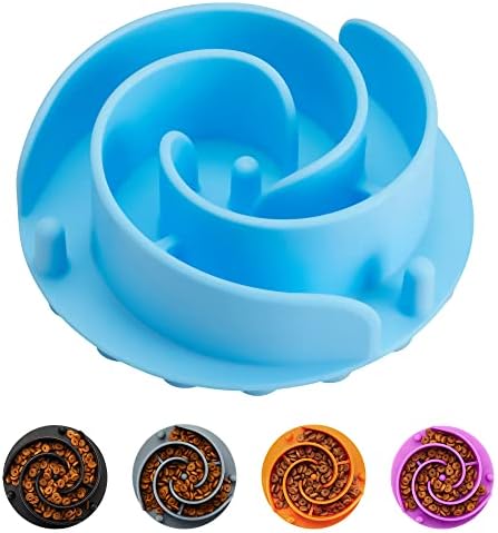 Slow Feeder Dog Bowls Insert, Animire Soft Silicone Slow Eating Dog Food Bowl for Small, Medium and Large Dogs, Compatible with Regular and Elevated Bowls by Animire