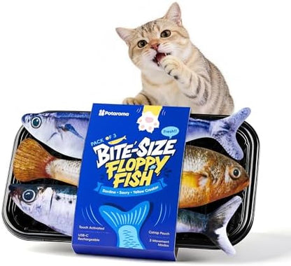 Potaroma Cat Toys Bite-Sized Flopping Fish with Catnip by Potaroma