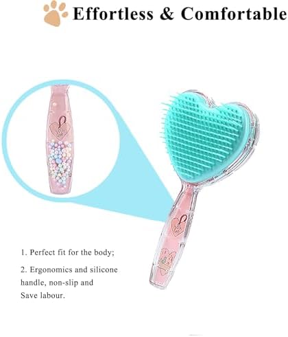 Small Soft Dog Grooming Brush, Pet Massage Hair Brush - Pink Blue - Image 4