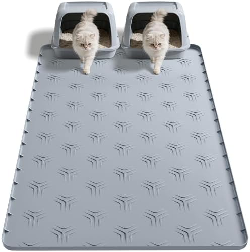 JUJOMAT Cat Litter Box Mat, 40"*28" Large Silicone Cat Litter Trapping Mat by JUJOMAT