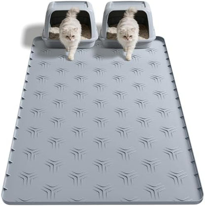 JUJOMAT Cat Litter Box Mat, 40"*28" Large Silicone Cat Litter Trapping Mat by JUJOMAT