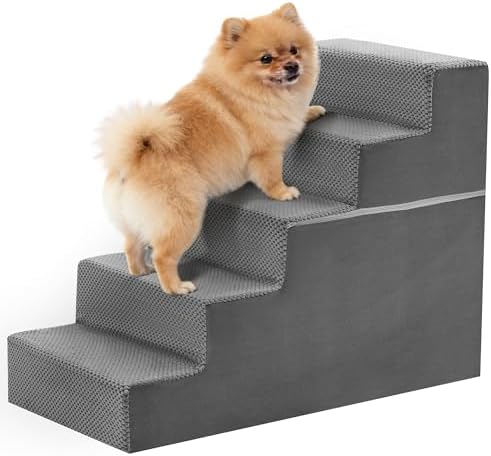 5-Step Dog Stairs for Large Dogs and Cats, 23in H Dog Steps, Gray by Relaxinsideexploreoutside